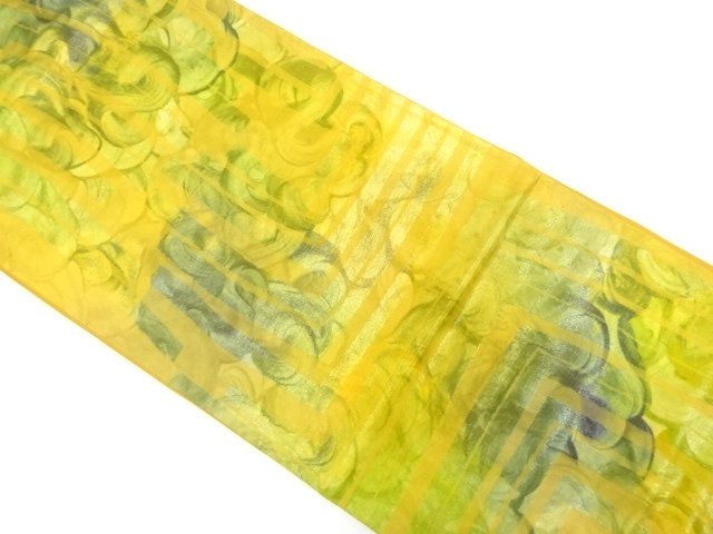 JAPANESE KIMONO / ANTIQUE FUKURO OBI / SILK / WOVEN ABSTRACT PATTERN